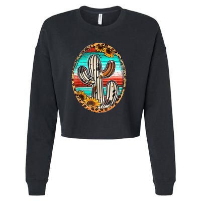 Cowhide Cactus Leopard Cow Cropped Pullover Crew