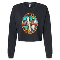 Cowhide Cactus Leopard Cow Cropped Pullover Crew
