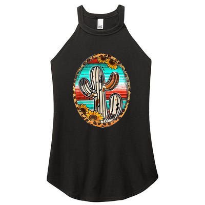Cowhide Cactus Leopard Cow Women's Perfect Tri Rocker Tank