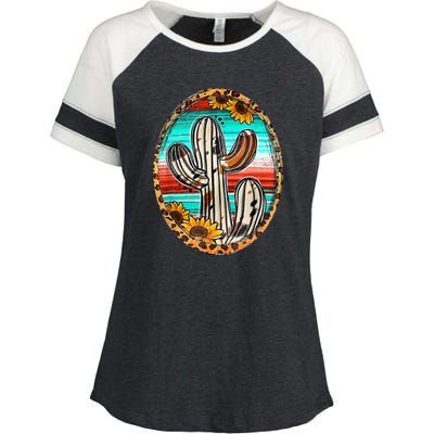 Cowhide Cactus Leopard Cow Enza Ladies Jersey Colorblock Tee