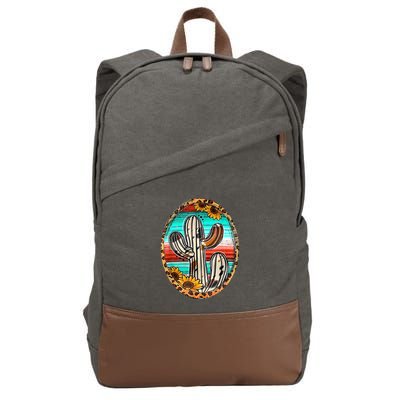 Cowhide Cactus Leopard Cow Cotton Canvas Backpack