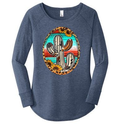 Cowhide Cactus Leopard Cow Women's Perfect Tri Tunic Long Sleeve Shirt