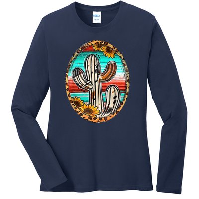 Cowhide Cactus Leopard Cow Ladies Long Sleeve Shirt