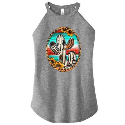 Cowhide Cactus Leopard Cow Women's Perfect Tri Rocker Tank