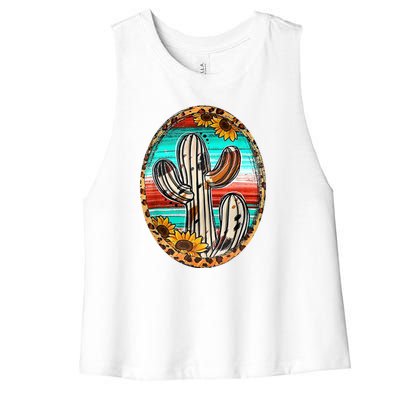 Cowhide Cactus Leopard Cow Women's Racerback Cropped Tank