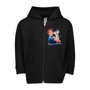 Childless Cat Ladies Vote Rosie The Riveter Vneck Toddler Zip Fleece Hoodie