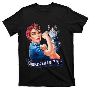 Childless Cat Ladies Vote Rosie The Riveter Vneck T-Shirt