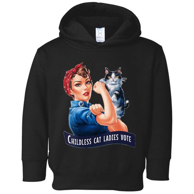 Childless Cat Ladies Vote Rosie The Riveter Vneck Toddler Hoodie