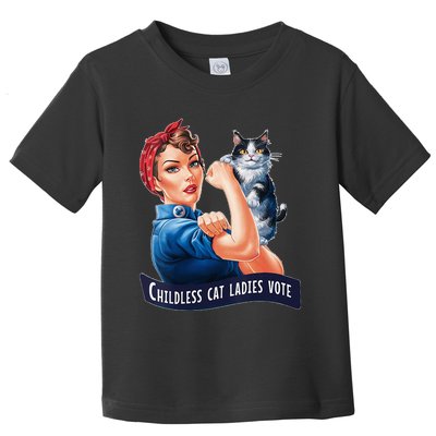 Childless Cat Ladies Vote Rosie The Riveter Vneck Toddler T-Shirt