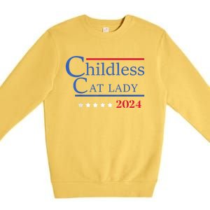 Childless Cat Lady 2024 Ladies Is Voting Kamala Premium Crewneck Sweatshirt