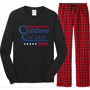 Childless Cat Lady 2024 Ladies Is Voting Kamala Long Sleeve Pajama Set