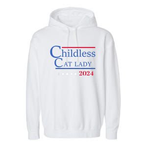 Childless Cat Lady 2024 Ladies Is Voting Kamala Garment-Dyed Fleece Hoodie