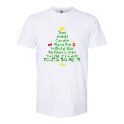 Christian Christmas Lover Bible Names Of Jesus Tree Xmas Gift Softstyle® CVC T-Shirt