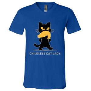 Childless Cat Lady Kamala Harris 2024 47 47th President Win V-Neck T-Shirt