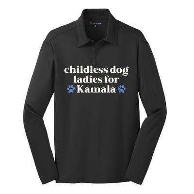 Childless Cat Lady For Kamala Harris Madam President 2024 Tank Top Silk Touch Performance Long Sleeve Polo