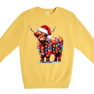 Christmas Cow Lights Cow Lover Xmas Premium Crewneck Sweatshirt