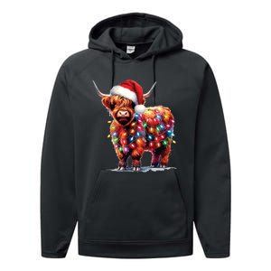 Christmas Cow Lights Cow Lover Xmas Performance Fleece Hoodie