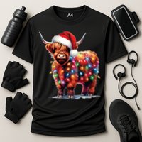 Christmas Cow Lights Cow Lover Xmas Cooling Performance Crew T-Shirt