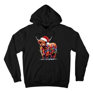 Christmas Cow Lights Cow Lover Xmas Hoodie