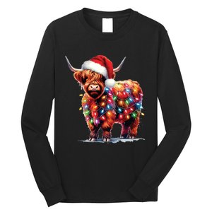 Christmas Cow Lights Cow Lover Xmas Long Sleeve Shirt