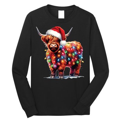 Christmas Cow Lights Cow Lover Xmas Long Sleeve Shirt