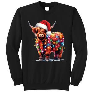 Christmas Cow Lights Cow Lover Xmas Sweatshirt