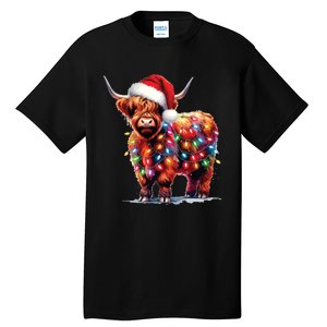 Christmas Cow Lights Cow Lover Xmas Tall T-Shirt