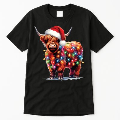 Christmas Cow Lights Cow Lover Xmas Tall T-Shirt