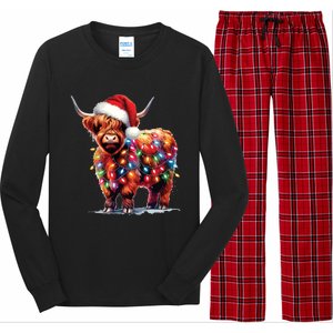 Christmas Cow Lights Cow Lover Xmas Long Sleeve Pajama Set