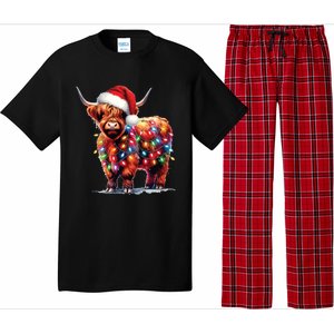 Christmas Cow Lights Cow Lover Xmas Pajama Set