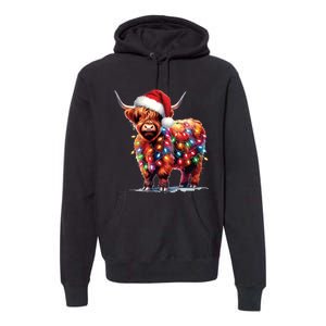 Christmas Cow Lights Cow Lover Xmas Premium Hoodie