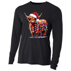 Christmas Cow Lights Cow Lover Xmas Cooling Performance Long Sleeve Crew