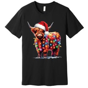 Christmas Cow Lights Cow Lover Xmas Premium T-Shirt