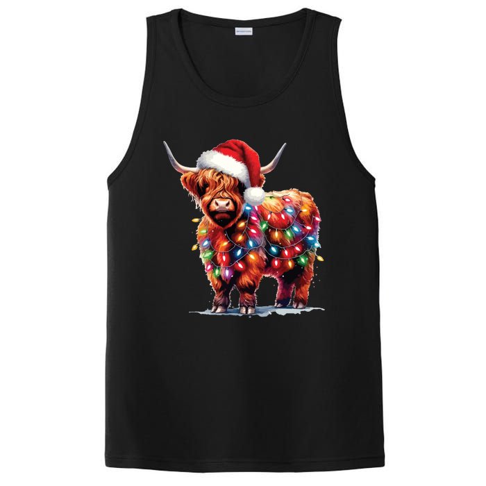 Christmas Cow Lights Cow Lover Xmas PosiCharge Competitor Tank