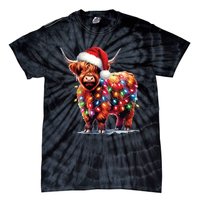 Christmas Cow Lights Cow Lover Xmas Tie-Dye T-Shirt