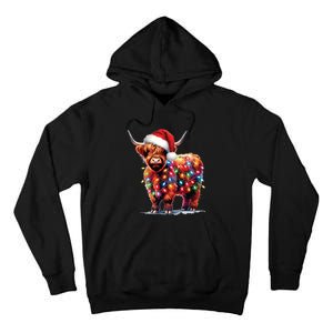 Christmas Cow Lights Cow Lover Xmas Tall Hoodie