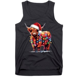 Christmas Cow Lights Cow Lover Xmas Tank Top