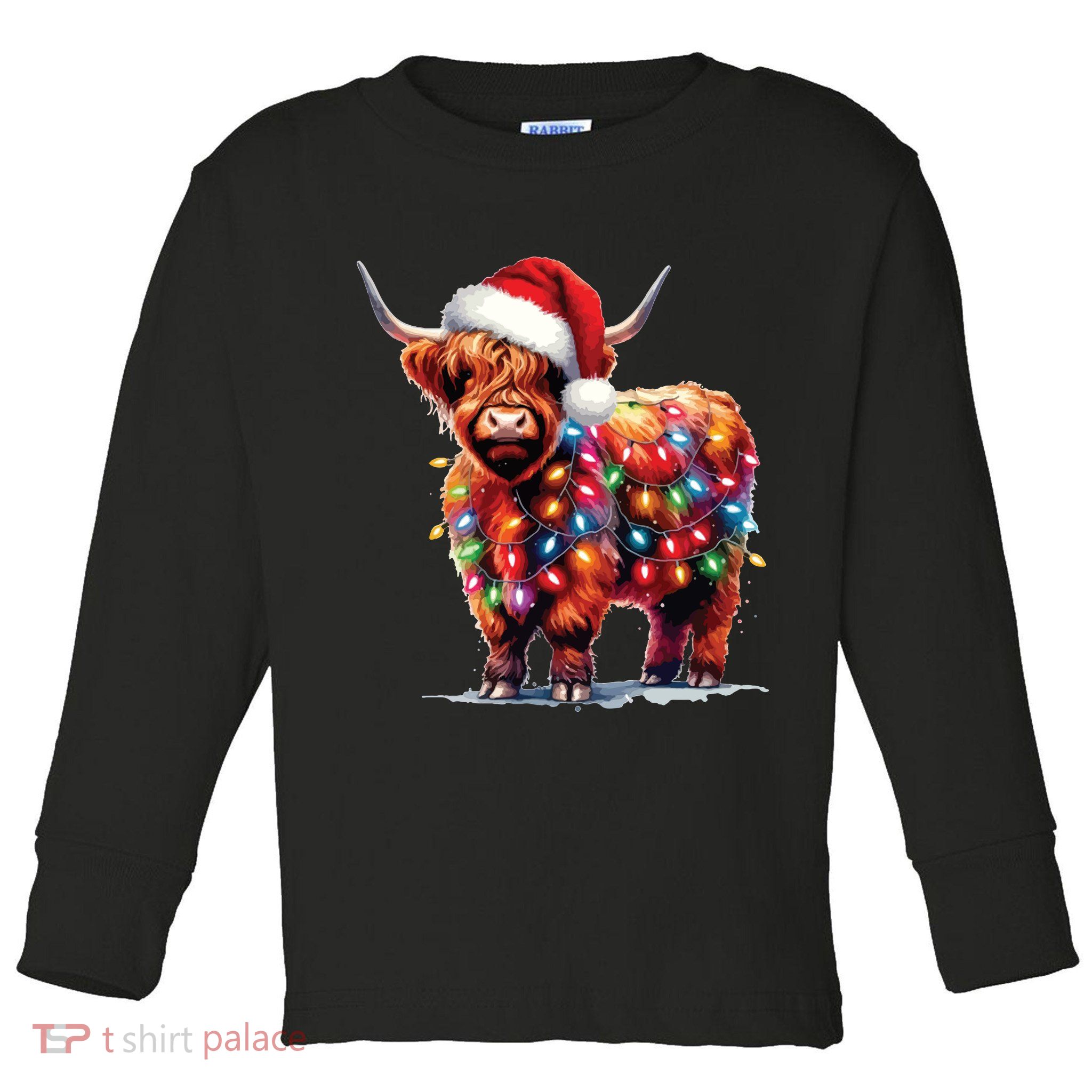 Christmas Cow Lights Cow Lover Xmas Toddler Long Sleeve Shirt