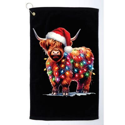 Christmas Cow Lights Cow Lover Xmas Golf Towel