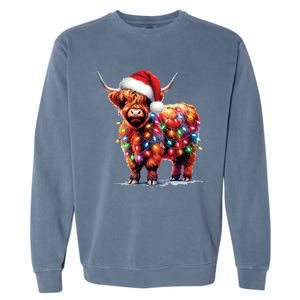 Christmas Cow Lights Cow Lover Xmas Garment-Dyed Sweatshirt