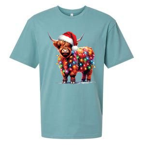 Christmas Cow Lights Cow Lover Xmas Sueded Cloud Jersey T-Shirt