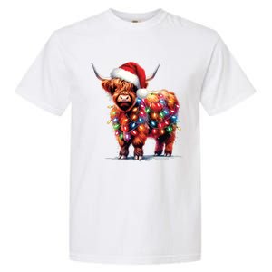 Christmas Cow Lights Cow Lover Xmas Garment-Dyed Heavyweight T-Shirt