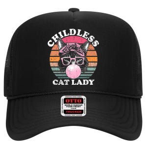 Childless Cat Lady 2024 For President High Crown Mesh Back Trucker Hat