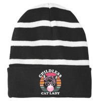 Childless Cat Lady 2024 For President Striped Beanie with Solid Band