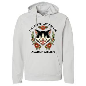 Childless Cat Ladies Against Fascism Performance Fleece Hoodie