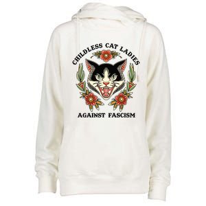 Childless Cat Ladies Against Fascism Womens Funnel Neck Pullover Hood