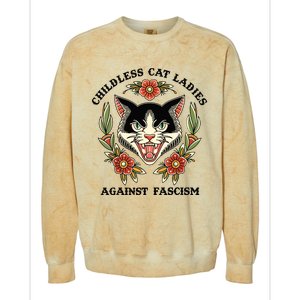 Childless Cat Ladies Against Fascism Colorblast Crewneck Sweatshirt