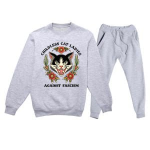 Childless Cat Ladies Against Fascism Premium Crewneck Sweatsuit Set