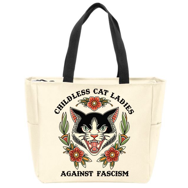 Childless Cat Ladies Against Fascism Zip Tote Bag