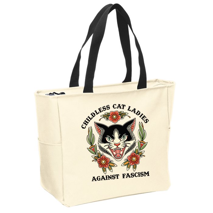 Childless Cat Ladies Against Fascism Zip Tote Bag